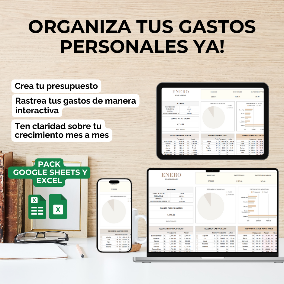 PACK Plantilla Control de Gastos (G-Sheets & Excel)