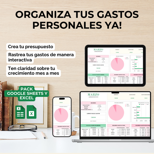 PACK Plantilla Control de Gastos (G-Sheets & Excel)